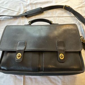 Vintage '90s Coach Briefcase Messenger Black Leather bag